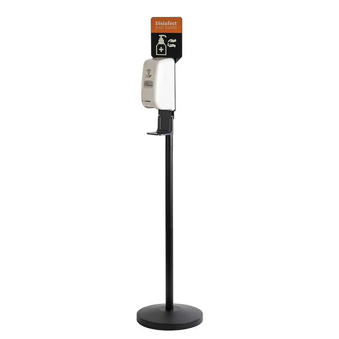 Desinfektionsständer Ø 32 cm, H: 163 cm Metall, schwarz, Kunststoff mit Sensor