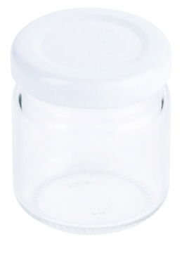8 Stück Marmeladenglas 50 ml mit weißem Deckel, im Tray